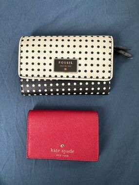 Fossil Polka Dot Wallet & Kate Spade Red leather wallet